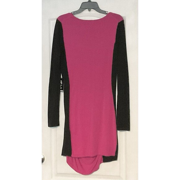 Express Women's Color Block Ruched Sweater Dess, Size L, Pink/Black NWT - Picture 2 of 5